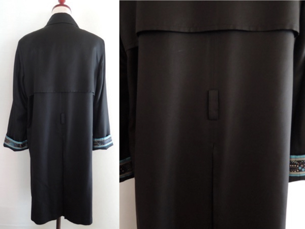 難有 LEONARD レオナール シルク100% ロングコート 羽織 黒 サイズ9R_画像9