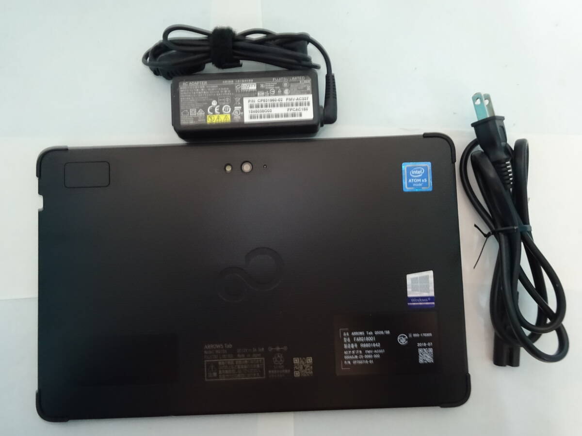 富士通(株) 品名:ARROWS Tab Q508/SB 型名:FARQ18001 CPU:Atom x5-Z8550 1.44GHz 実装RAM:4.00GB eMMC:64GB 付属品:純正アダプター #5_品名:ARROWS Tab Q508/SB 型名:FARQ18001