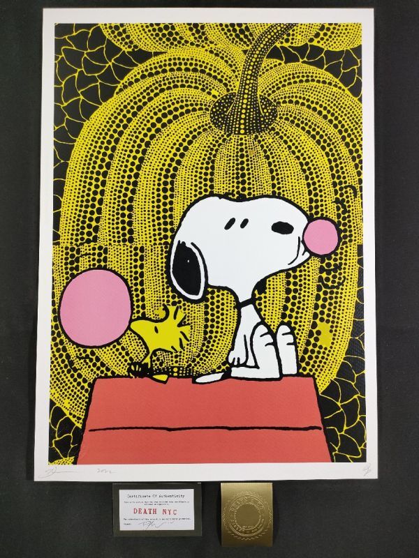 世界限定100枚 DEATH NYC アートポスター 38 草間彌生 かぼちゃ Snoopy スヌーピー ウッドストック Peanuts ピーナッツ ポップ_画像1