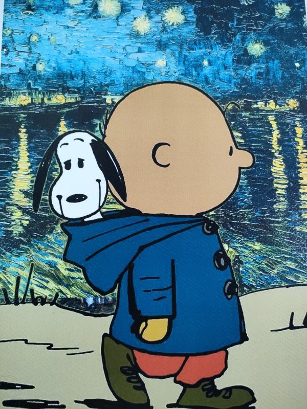 世界限定100枚 DEATH NYC アートポスター 31 スヌーピー チャーリーブラウン Peanuts ピーナッツ ゴッホ ローヌ川 星月夜 POP_画像3
