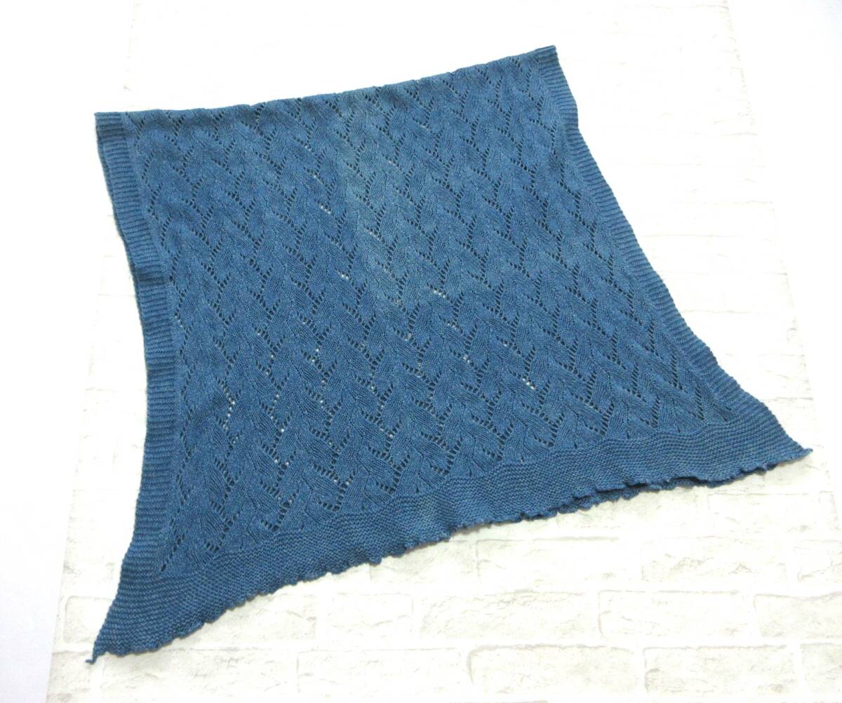 〔 送料込み！ 〕 hikaru noguchi ヒカルノグチ ブルー レース編み コットン ストール ( イギリス イングランド 英国製 青 綿100％ 洗える_ヒカルノグチのコットンストールです
