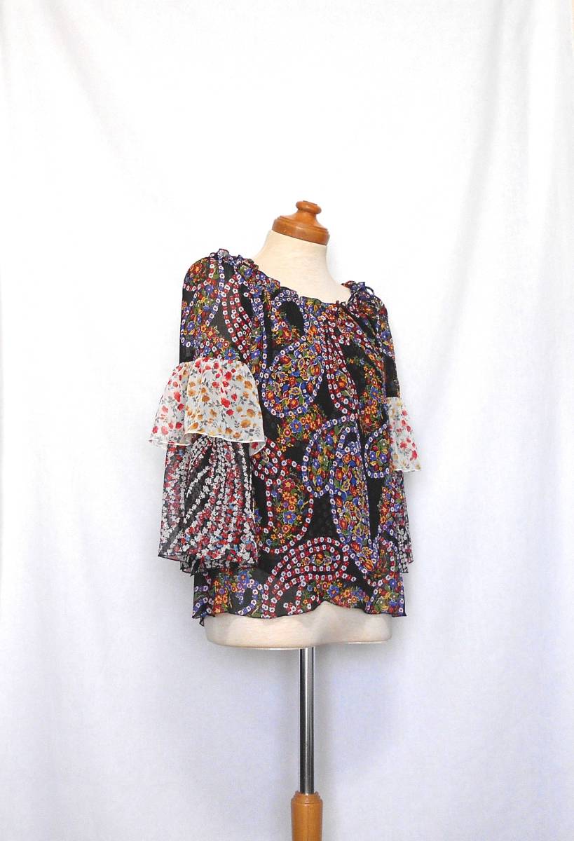 ( beautiful goods free shipping!) rosebullet Rosebullet 2WAY black flower print chiffon blouse ( floral print pattern ... off shoulder )