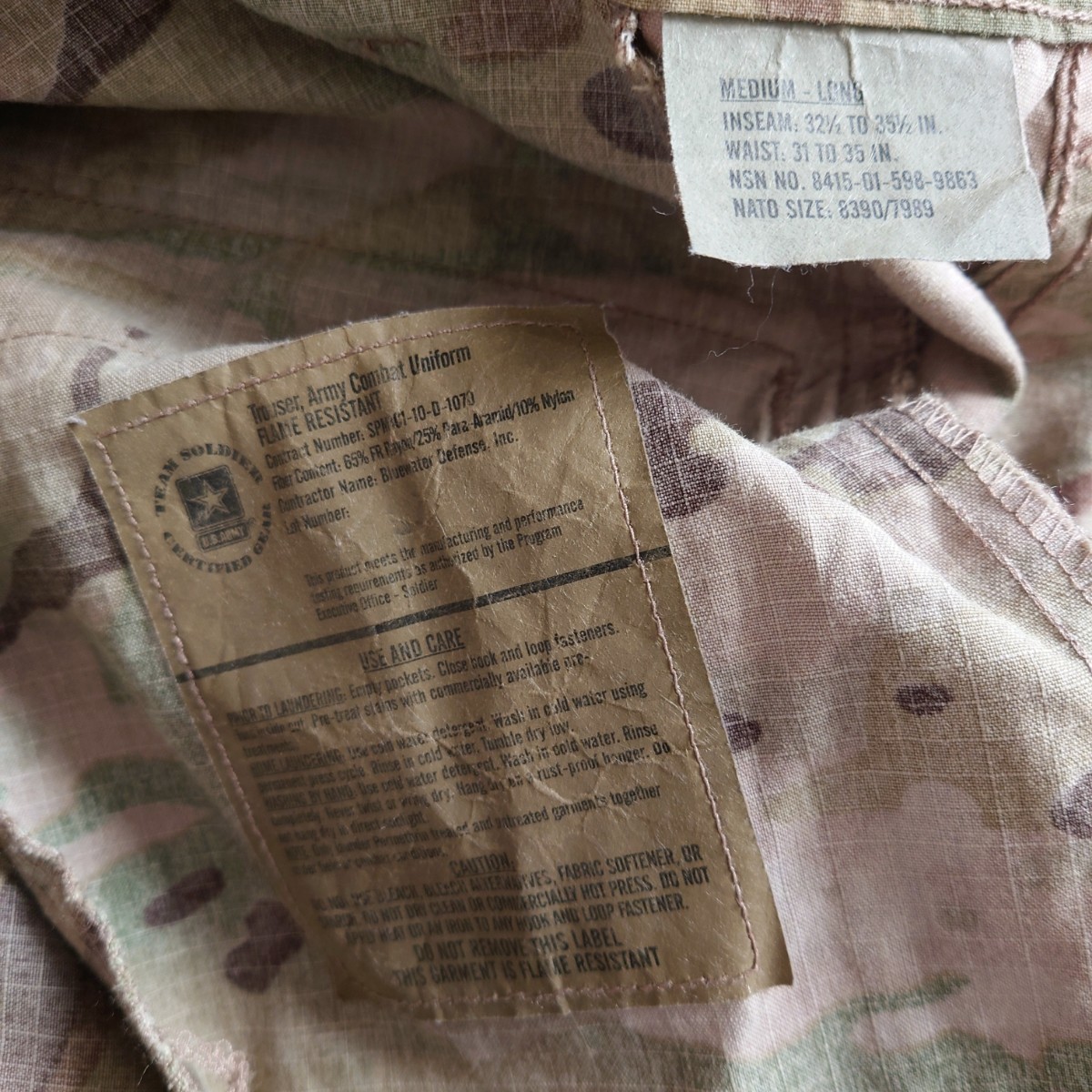 米軍実物 マルチカム迷彩 ミリタリーカーゴパンツ 古着/M-L/W34L34【L940】の画像6