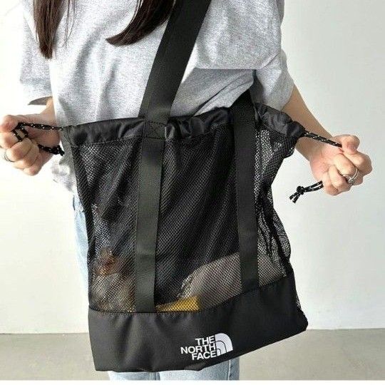 ノースフェイス　2Wayメッシュトートバッグ　巾着タイプ　(ポケット付き)　韓国限定品　新品