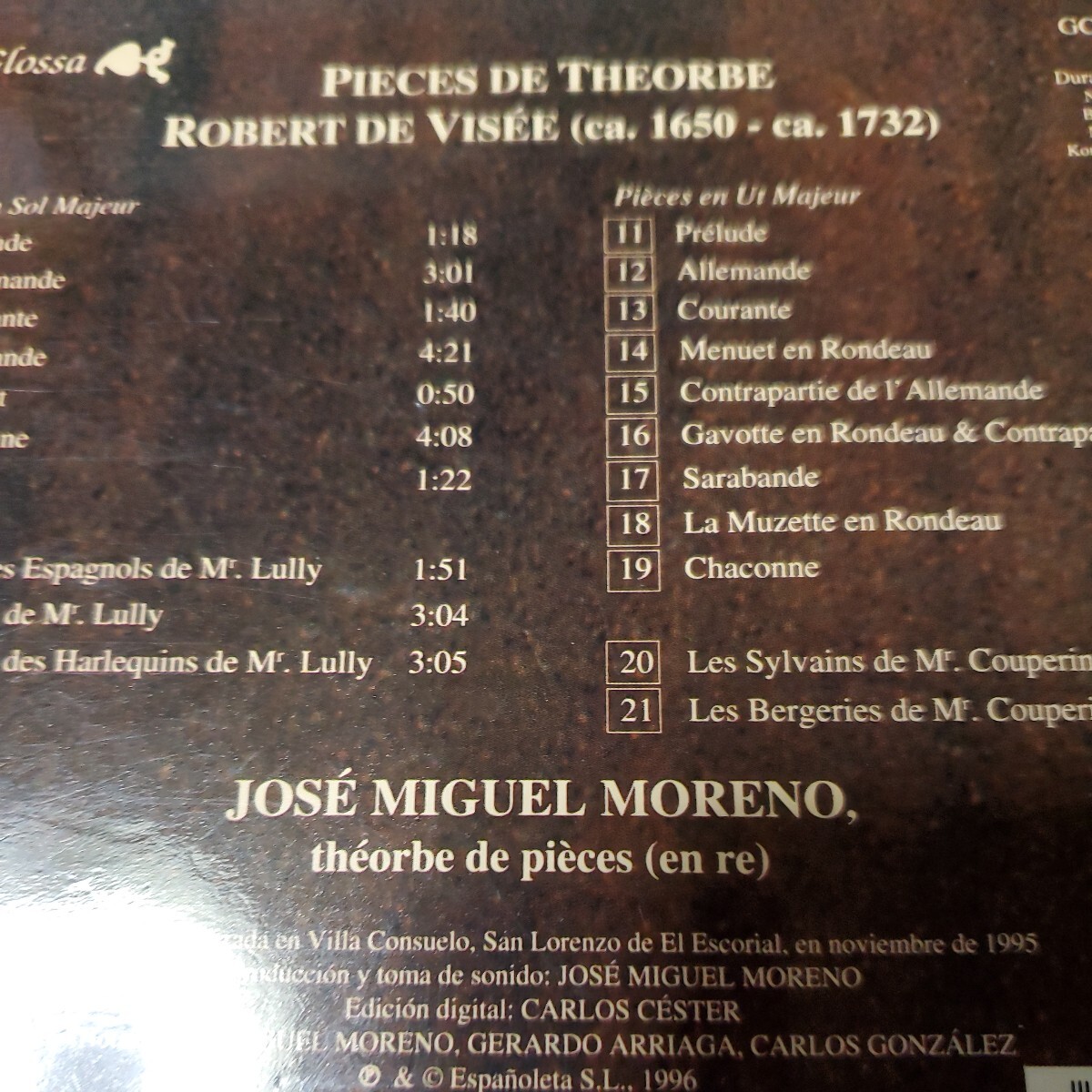JOSE MIGUEL MORENO JOSE MIGUEL MORENO VISEE: PIECES DE THEORBE VISEE: PIECES DE THEORBE_画像2