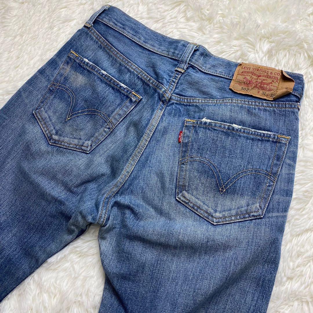 リーバイス Levi's 501XX 木村拓哉モデル ヴィンテージ加工 デニム ジーパン ユーズド 赤タブe 紙パッチ 鬼ヒゲ ハチノス 32_画像5