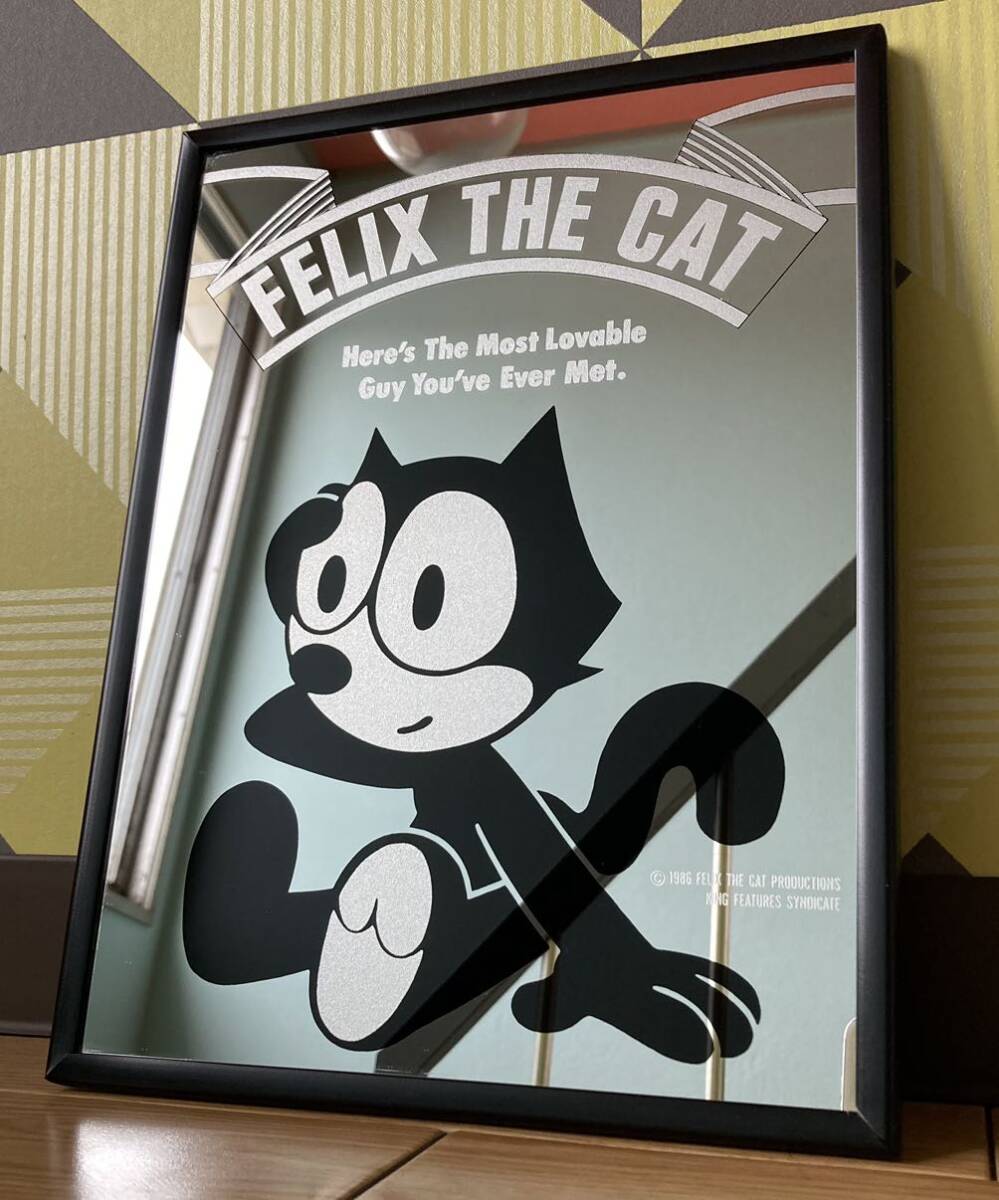 フェリックスザキャット ビンテージ パブミラー フィリックスザキャット アメリカン 雑貨 FELIX THE CAT 鏡 昭和 レトロ ダイナー ガレージ_画像1