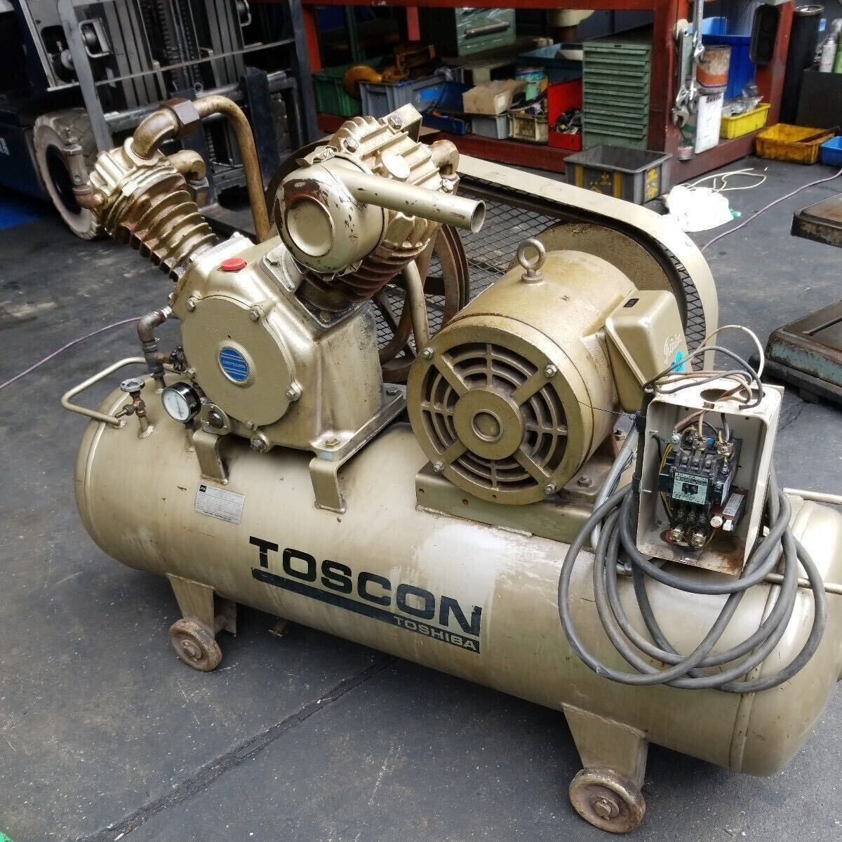 u70 東芝 エアーコンプレッサー SP105-55T TOSCON 200V 50/60Hz 三相 5.5kw 動作確認済