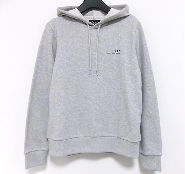 新品★A.P.C★アーペーセー★スウェット パーカー★グレー XS★ロゴ コットン100%★フーディー_画像1