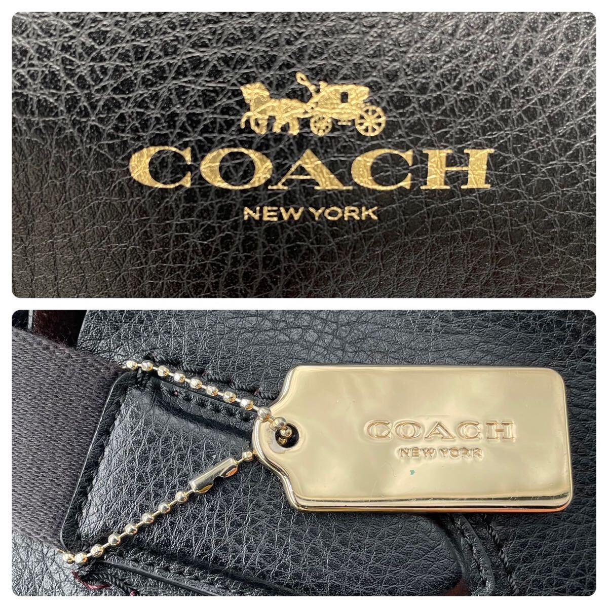 1円【極美品】COACH コーチ メンズ トートバッグ ハンド A4サイズ収納 肩掛け レザー 本革 チャーム レディース ブラック 会社 ビジネス_画像10