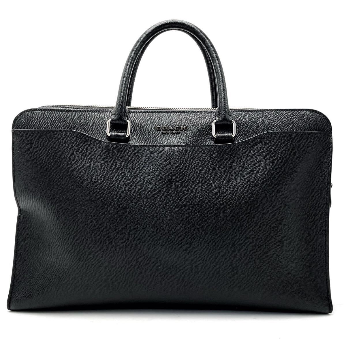 1 jpy [ high class ]COACH Coach handbag tote bag business briefcase A4 size storage men's PVC leather original leather black commuting company commuting 