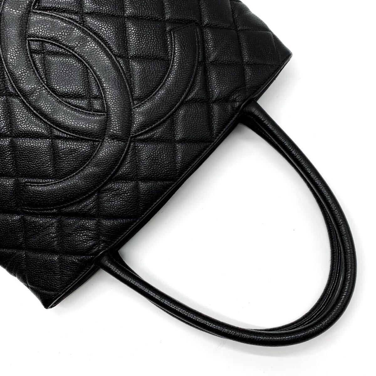 1円【最高級】CHANEL シャネル 復刻トート ハンドバッグ トート ココマーク キャビアスキン マトラッセ ゴールド金具 ブラック 黒色 の画像7