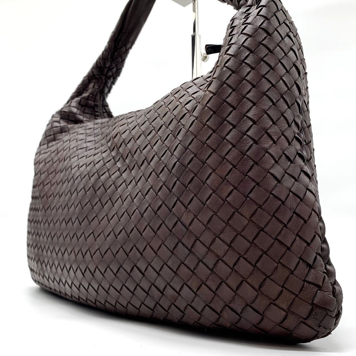 1円【最高級】BOTTEGA VENETA ボッテガヴェネタ ハンドバッグ トート ホーボー イントレチャート レザー 本革 肩掛け レディース ブラウン_画像1