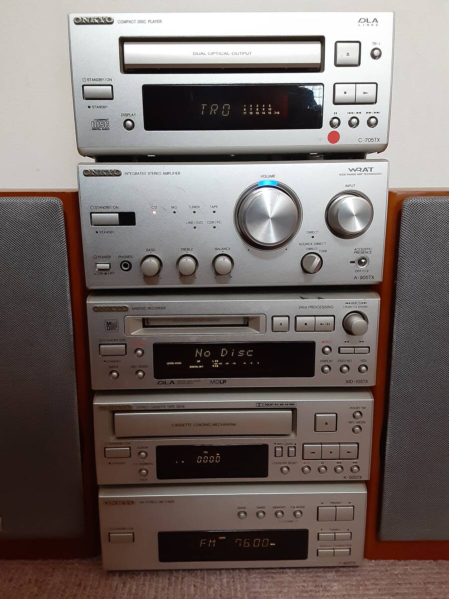 ONKYO オンキョー　システムコンポ　通電確認済み　C-705TX / A-905TX / MD-105TX / K-505TX / T-405TX_画像4