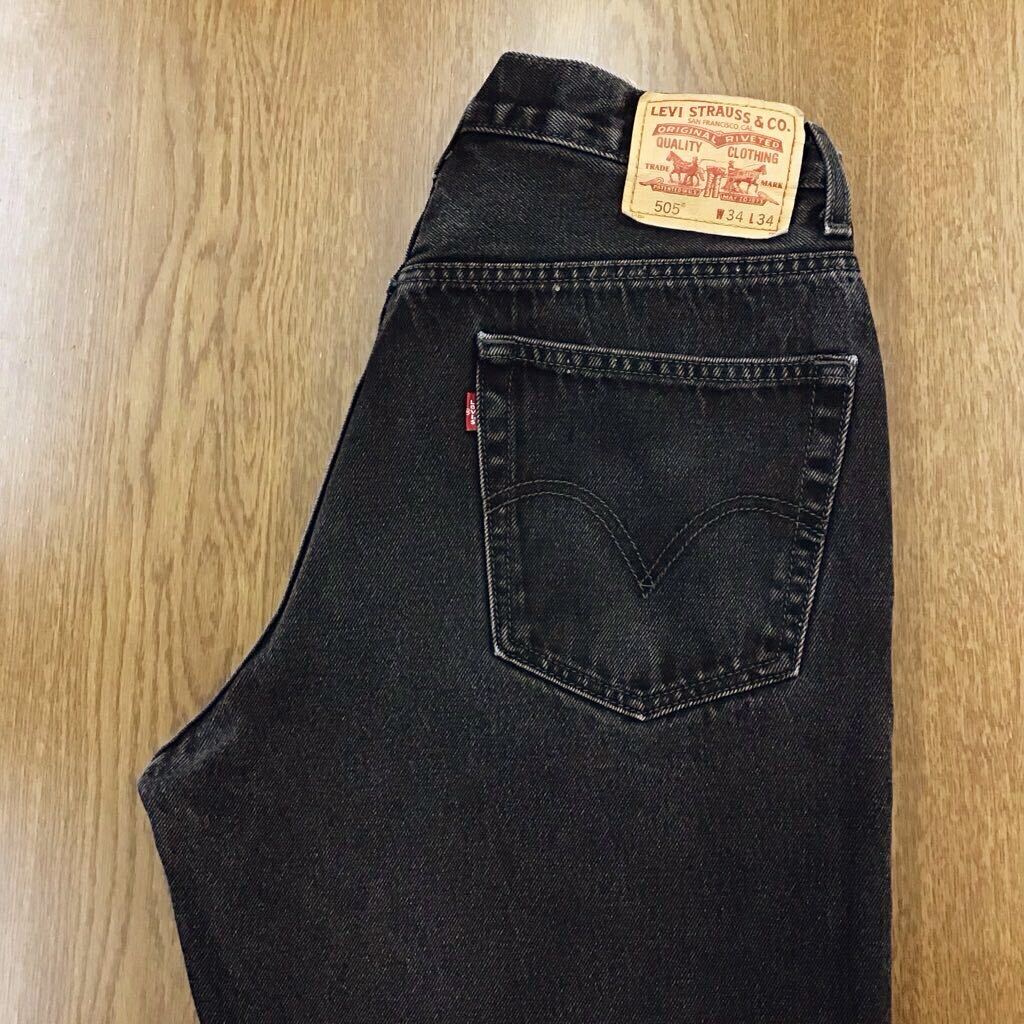 【FC380】Levi's 505 W34 L34 ブラック ジーンズ ジーパン デニムパンツ 黒色 メンズブランド古着 リーバイス505 送料無料_画像1