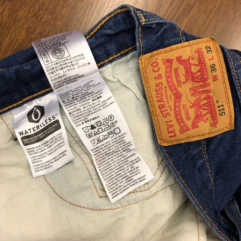 【FC052】Levi's 511 W36 L32 色落ち加工 ジーンズ ジーパン デニムパンツ ストレッチ生地 メンズブランド古着 リーバイス511 送料無料_画像6