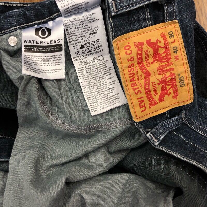 【FC105】Levi's 505 W40 L30 大きいサイズ 色落ち加工 ジーンズ デニムパンツ ストレッチ生地 メンズブランド古着 リーバイス505 送料無料_画像6