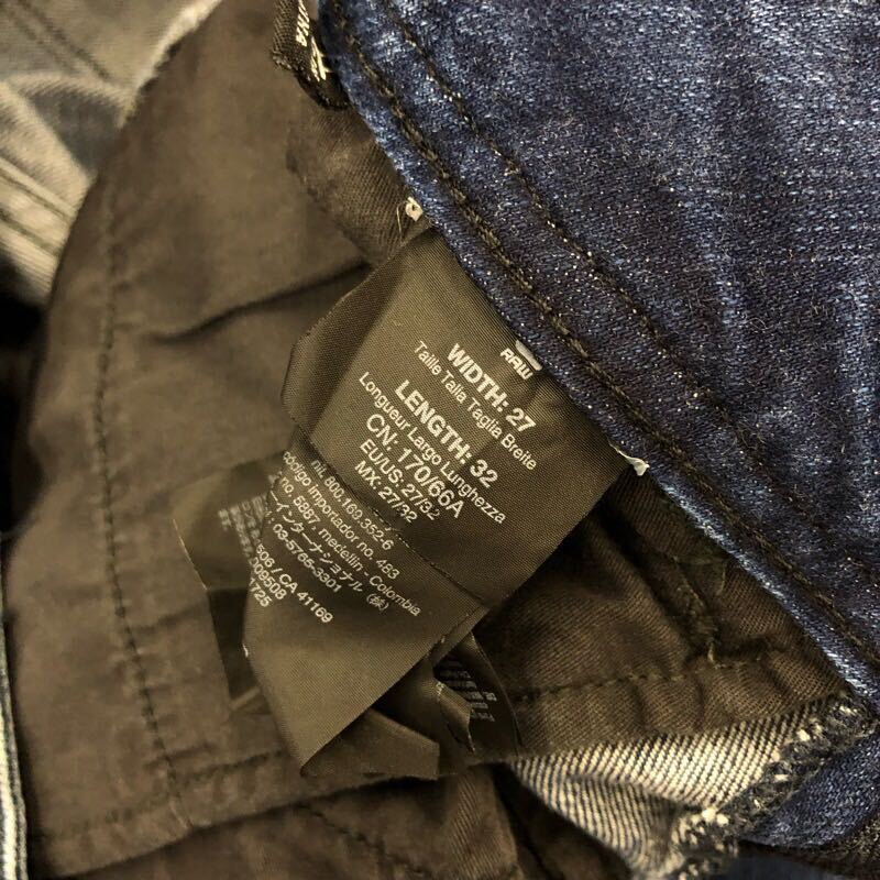 【FC348】G-STAR RAW W27 L32 色落ち加工 ジーンズ デニムパンツ ストレッチ生地 股上浅 ポケット浅 ブランド古着 ジースターロウ 送料無料_画像6