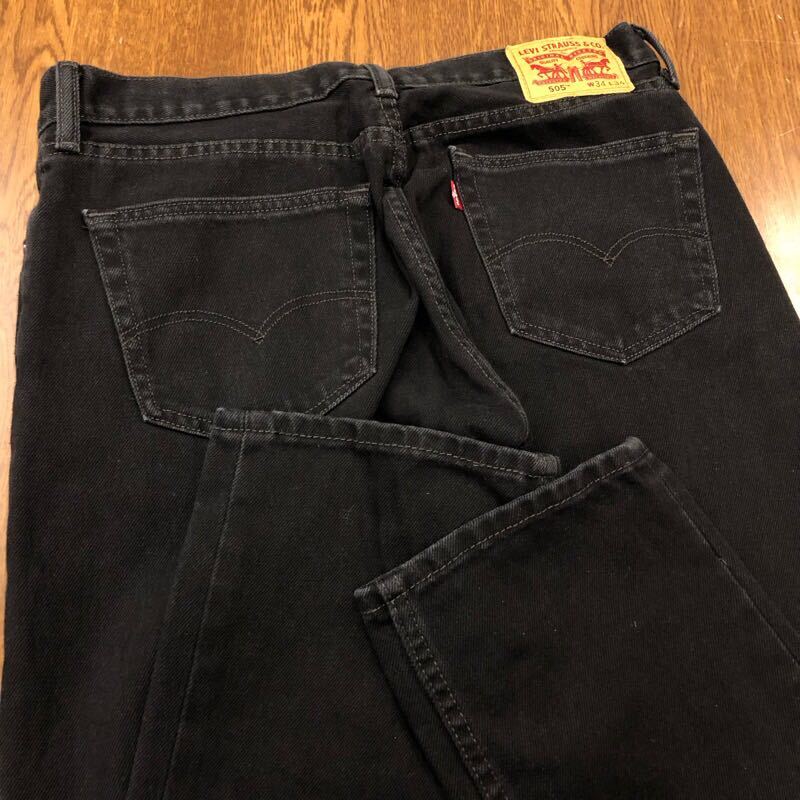 【FC435】Levi's 505 W34 L34 カラーパンツ ブラック 黒色 メンズブランド古着 リーバイス505 送料無料