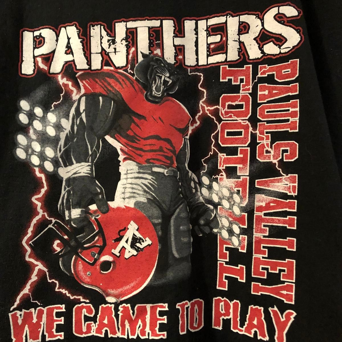 ★US古着★Pauls Valley Panther Football プリントTシャツ 半袖 メンズ ブラック