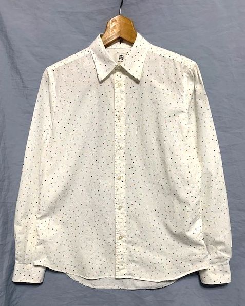 ★美品　PS Paul Smith ポールスミス　WATER COLOUR SPOT PRINT SHIRTS マルチドット柄 コットンシャツ 日本製 オフホワイト M_画像1