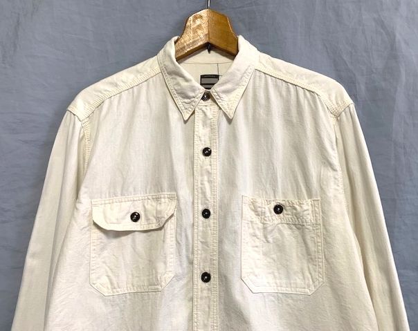 ★ MOMOTARO JEANS 桃太郎ジーンズ　シャンブレー ワークシャツ 日本製 オフホワイト 42_画像2