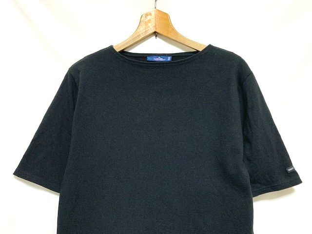★フランス製 美品 SAINT JAMES セントジェームス ブラック単色 ボートネック バスクシャツ FR3-42 SMの画像2