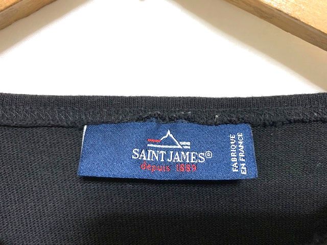 ★フランス製 美品 SAINT JAMES セントジェームス ブラック単色 ボートネック バスクシャツ FR3-42 SMの画像5