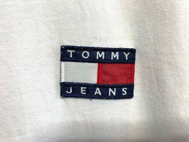 ★ TOMMY JEANS トミージーンズ フラッグロゴワッペン ヘビーウェイトコットン オーバーサイズTシャツ ホワイト Mの画像3