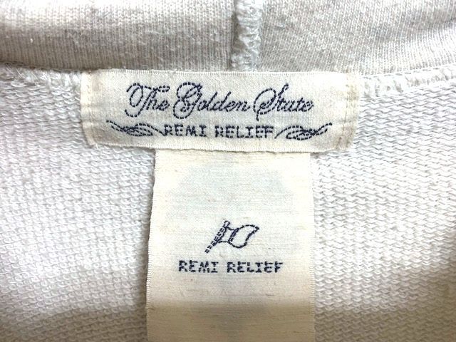 ★ REMI RELIEF レミレリーフ　カレッジプリント コットンシルク混ネップ入り スウェットフードパーカー 日本製 S_画像4