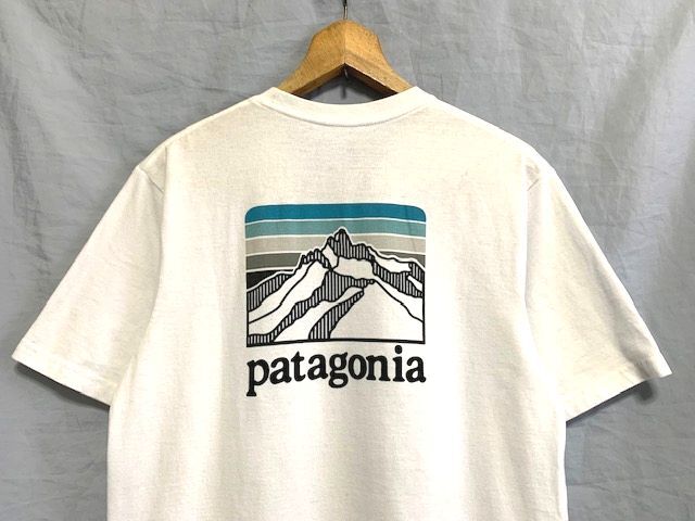 ☆19SS patagonia パタゴニア S/S Line Logo Ridge Pocket Responsibili Tee ロゴプリントポケットTシャツ ホワイト Sの画像2