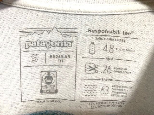 ☆19SS patagonia パタゴニア S/S Line Logo Ridge Pocket Responsibili Tee ロゴプリントポケットTシャツ ホワイト Sの画像6