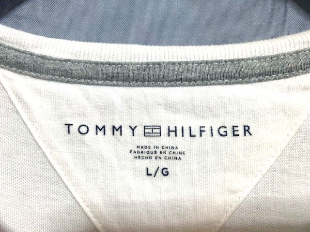 ★美品 TOMMY HILFIGER トミーヒルフィガー ロゴ刺繍 クルーネックTシャツ ホワイト Lの画像5