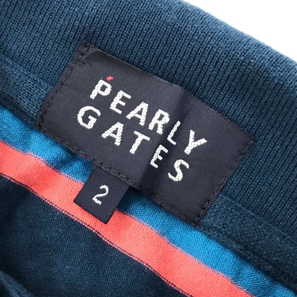 PEARLY GATES パーリーゲイツ 半袖ポロシャツ ボーダー柄 ネイビー系 2 [240101148511] ゴルフウェア レディース_画像3