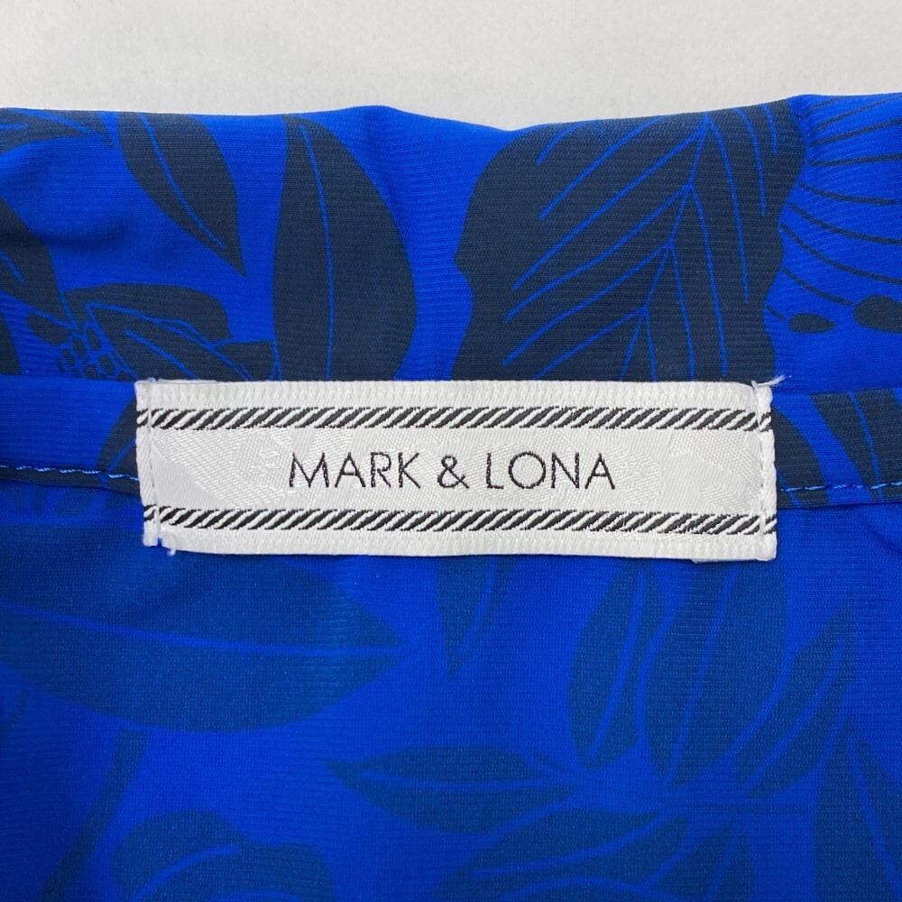MARK&LONA マークアンドロナ 半袖シャツ スカル×リーフ ボタニカル 総柄 ブルー系 S [240101149261] ゴルフウェア レディース_画像3