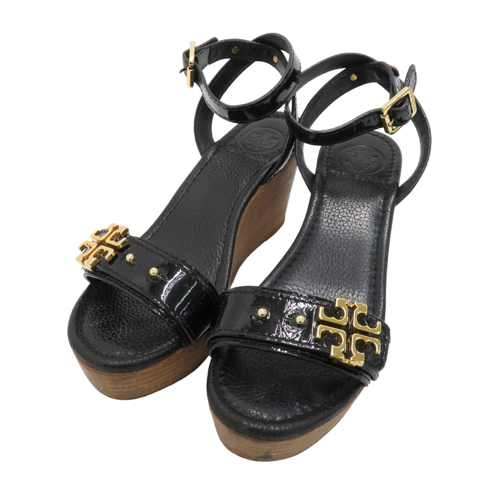 TORY BURCH トリーバーチ エナメル サンダル ブラック系 6 [240101050992] レディース_画像1