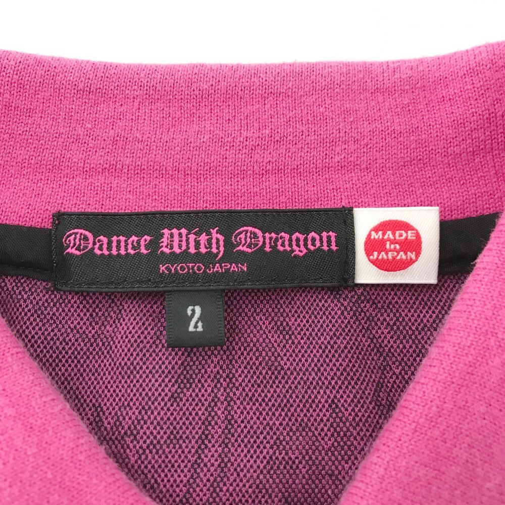 DANCE WITH DRAGON ダンスウィズドラゴン 半袖ポロシャツ 切替 総柄 ピンク系 2 [240001745348] ゴルフウェア レディース_画像5