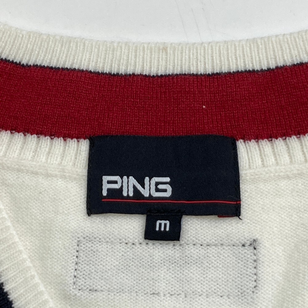 PING ピン 2023年モデル ウール混 Vネック ニットベスト ホワイト系 M [240101152550] ゴルフウェア メンズ_画像3