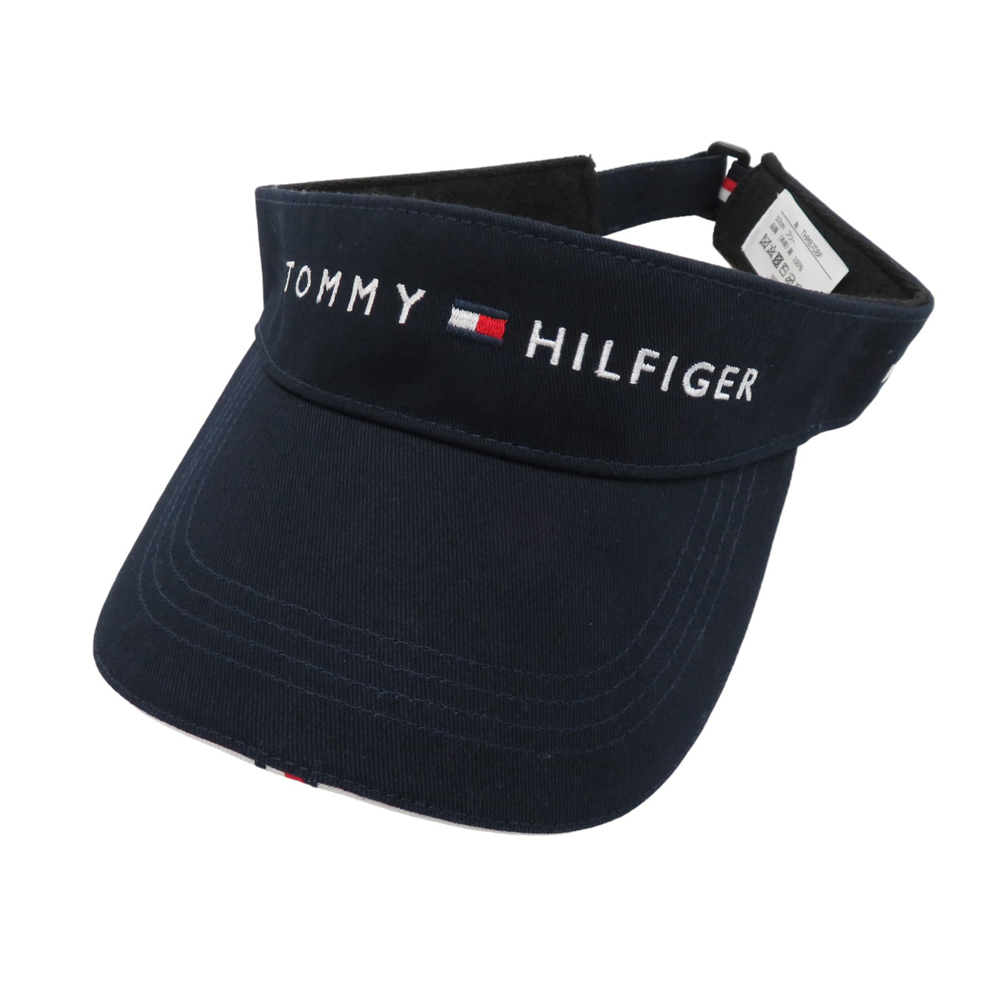 TOMMY HILFIGER GOLF トミー ヒルフィガーゴルフ サンバイザー ロゴ 刺繍 ネイビー系 F [240101155112] ゴルフウェア_画像1