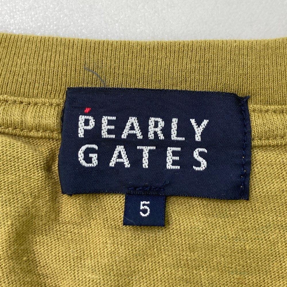 PEARLY GATES パーリーゲイツ 半袖Tシャツ ヤシ柄 ブラウン系 5 [240001913766] ゴルフウェア メンズの画像3