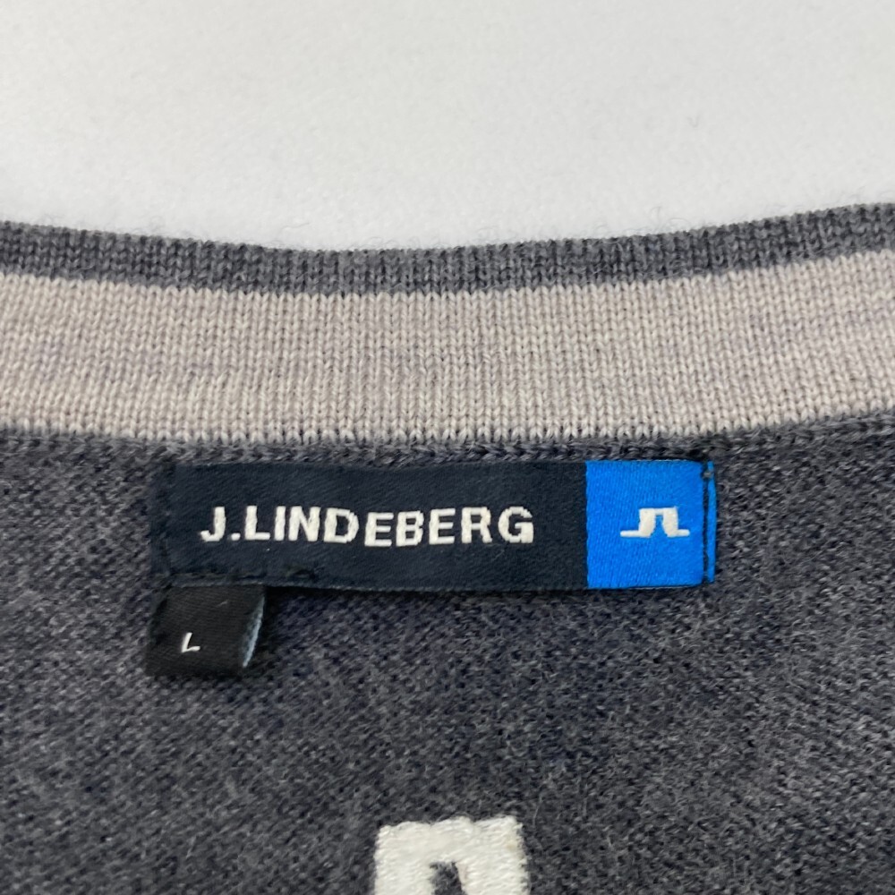 【1円】J.LINDEBERG ジェイリンドバーグ ウール ニットセーター ロゴ刺繍 グレー系 L [240101146629] メンズ_画像3