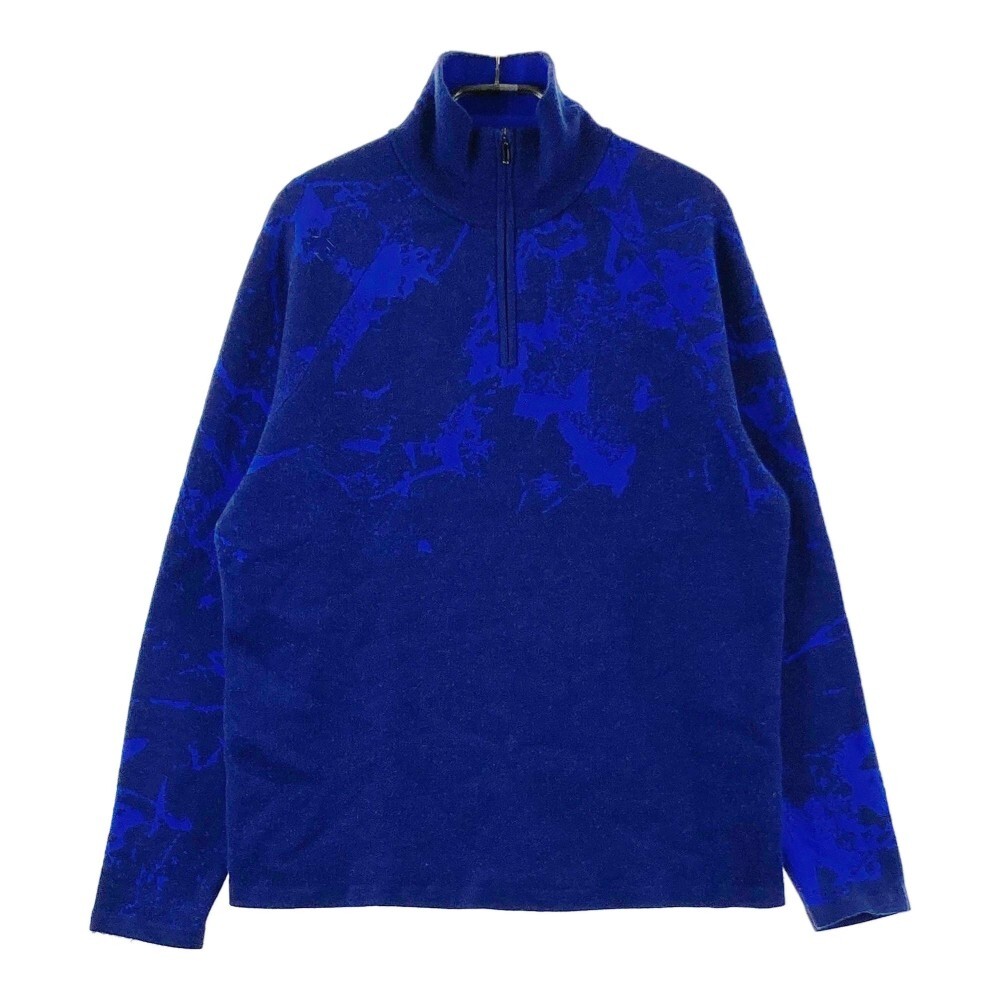 DESCENTE GOLF デサントゴルフ ハーフジップ ニットセーター 総柄 ネイビー系 L [240101154726] ゴルフウェア メンズ