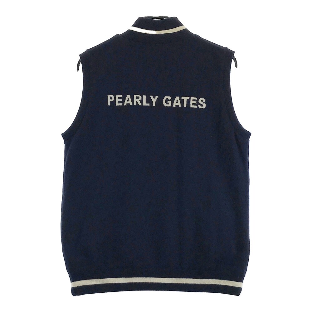 PEARLY GATES パーリーゲイツ ウール ニット ジップベスト ネイビー系 4 [240101155924] ゴルフウェア メンズ_画像2