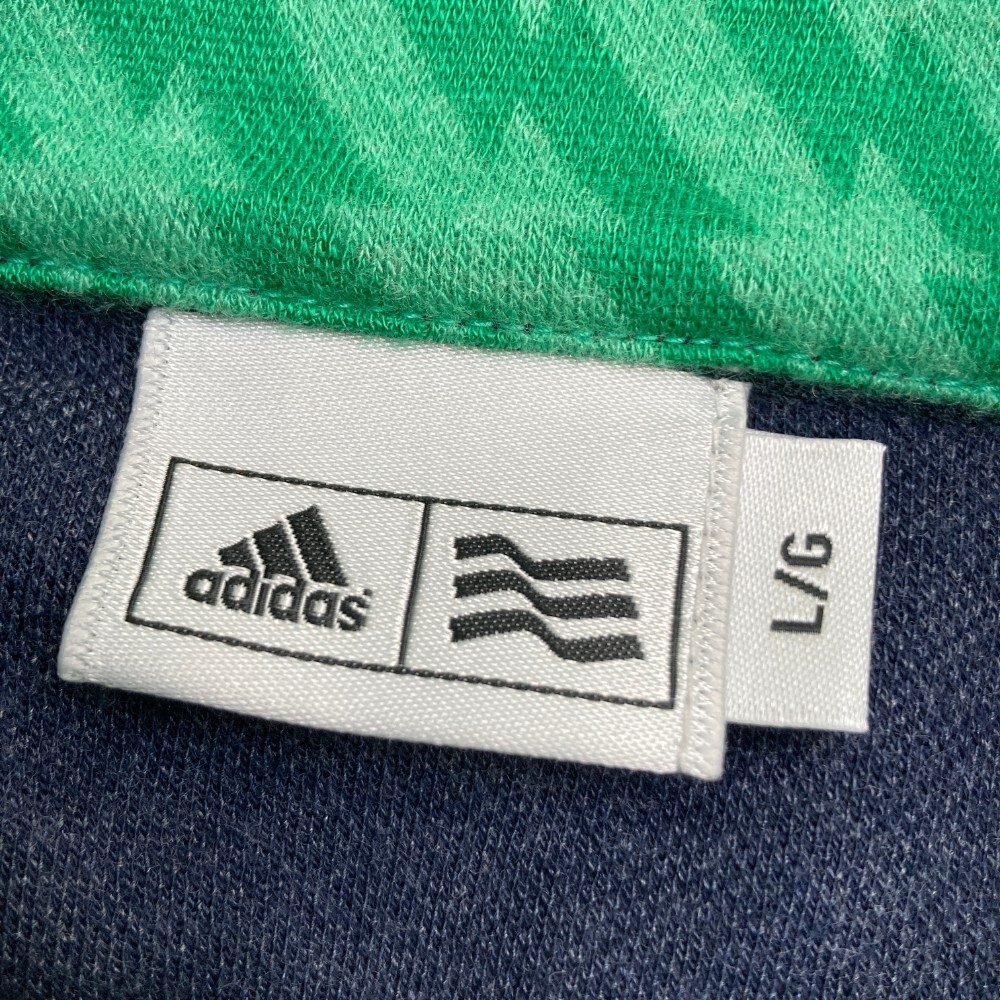 ADIDAS GOLF アディダスゴルフ A04937 ハーフジップ 長袖 Tシャツ 千鳥柄 ネイビー系 L [240101157276] ゴルフウェア メンズ_画像4