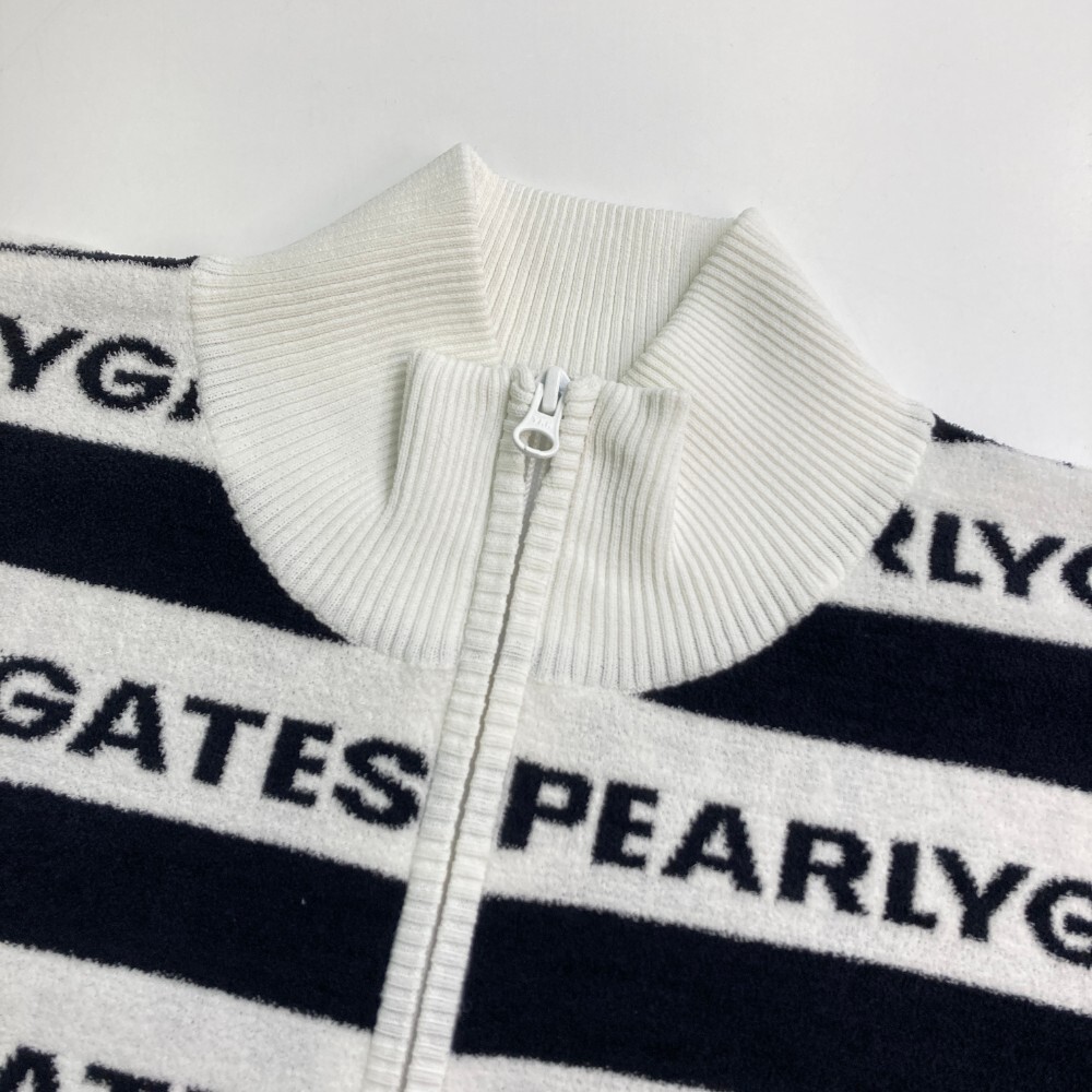 【美品】PEARLY GATES パーリーゲイツ ジップジャケット パイル地 ボーダー柄 ホワイト系 5 [240101152669] ゴルフウェア メンズ_画像3