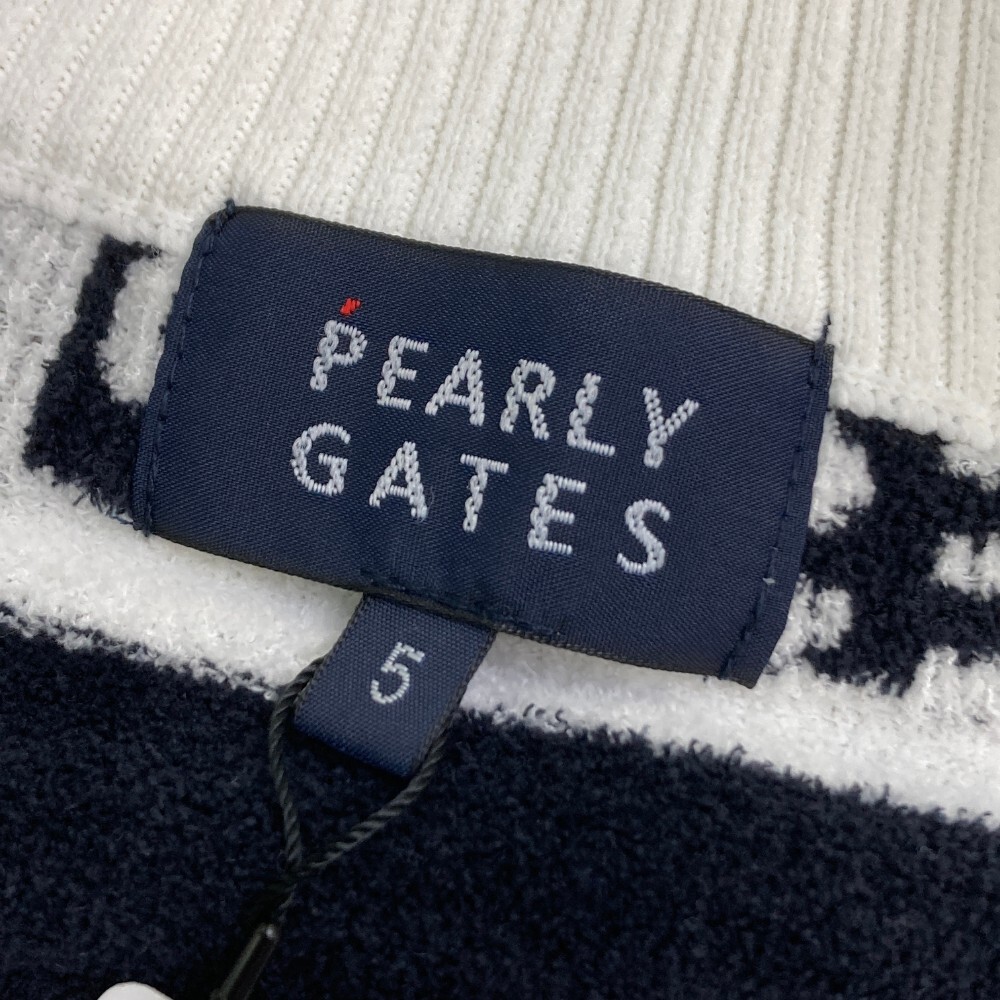 【美品】PEARLY GATES パーリーゲイツ ジップジャケット パイル地 ボーダー柄 ホワイト系 5 [240101152669] ゴルフウェア メンズ_画像4
