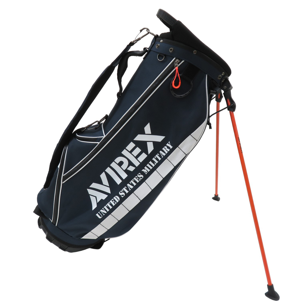 【美品】AVIREX GOLF アヴィレックスゴルフ AVG3S-BA10 スタンド式 キャディバッグ ネイビー系 9型 [240101153076] ゴルフウェア_画像1