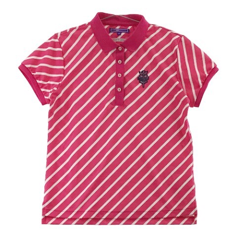 BEAMS GOLF ビームスゴルフ 半袖ポロシャツ ストライプ柄 ピンク系 M [240001812888] ゴルフウェア レディース_画像1