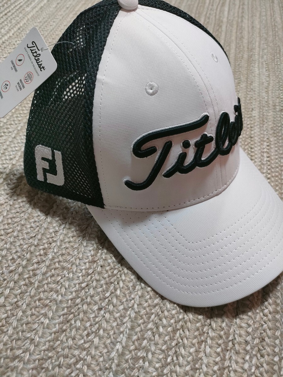 新品 未使用 Titleist タイトリスト メッシュキャップ ホワイト×ブラック 白 黒 抗菌 吸水速乾 帽子 メンズ ゴルフウェア_画像5