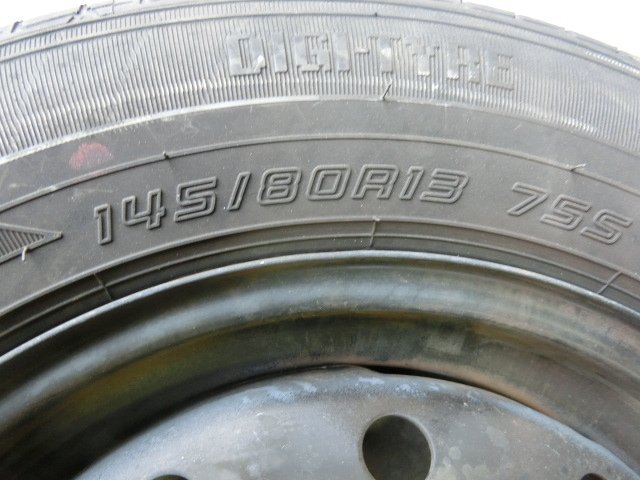 モコ スチール ホイール 2本 平成23年 DBA-MG33S タイヤ付 145/80R13 4J 鉄 X 20.8万km 即決あり iiの画像4